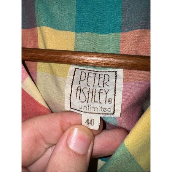 Peter Ashley Unlimited Pastel Checkerboard Button Up 40 M - Picture 2 of 10